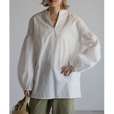 ギャザー袖ブラウス...