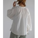 前後2WAYギャザーカフスバンドカラーブラウス