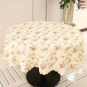 ローズ柄撥水テーブルクロスラウンド 150cm丸型(アイボリーベース)【セール中】