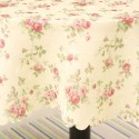 ローズ柄撥水テーブルクロスラウンド 150cm丸型(アイボリーベース)【セール中】