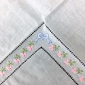ご奉仕価格・刺繍いり　テーブルクロス・小花とリボン・スワトウ刺繍・キッチンファブリック