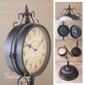 【両面時計】ステーションクロック［フロアスタンド］
