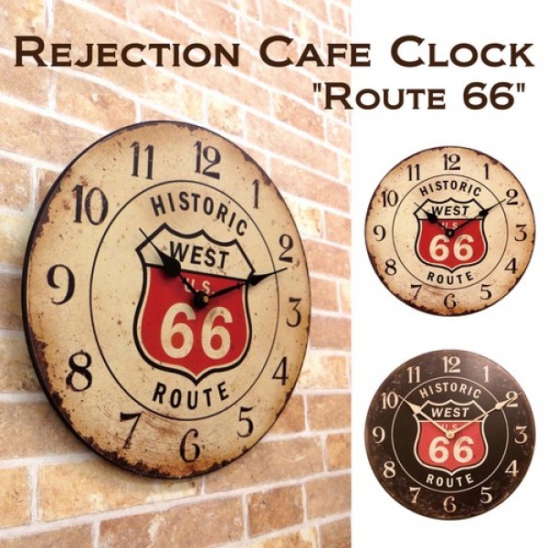 【アンティーク調】レジェクションカフェクロック[ROUTE66]【壁掛時計】