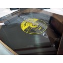 ガラス製のレコード壁掛け時計【80’sクロック　LPレコード】